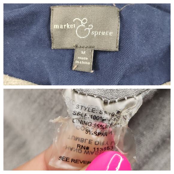 Navy Blue Cargo Jacket Womens Medium Gold Red Hooded Full Zip Utility Chore - Picture 14 of 16